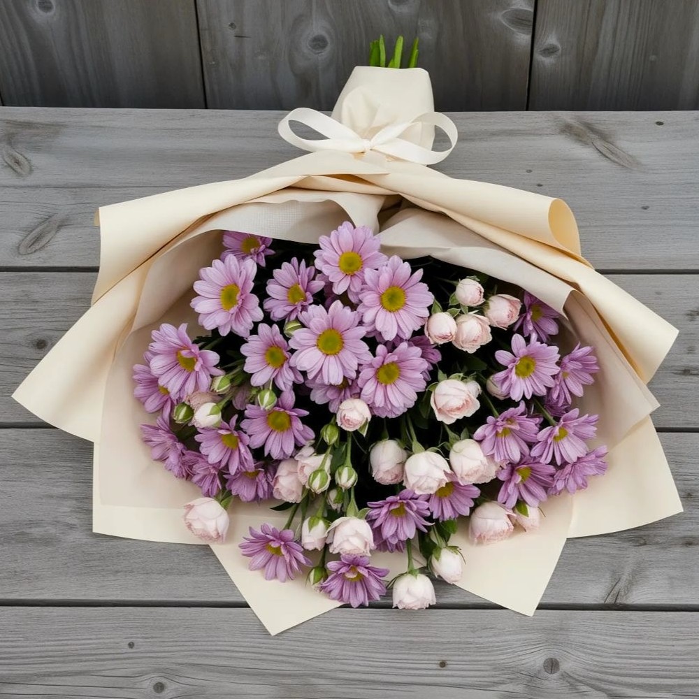 Букет цветов из: Розы и Хризантемы в Болычево