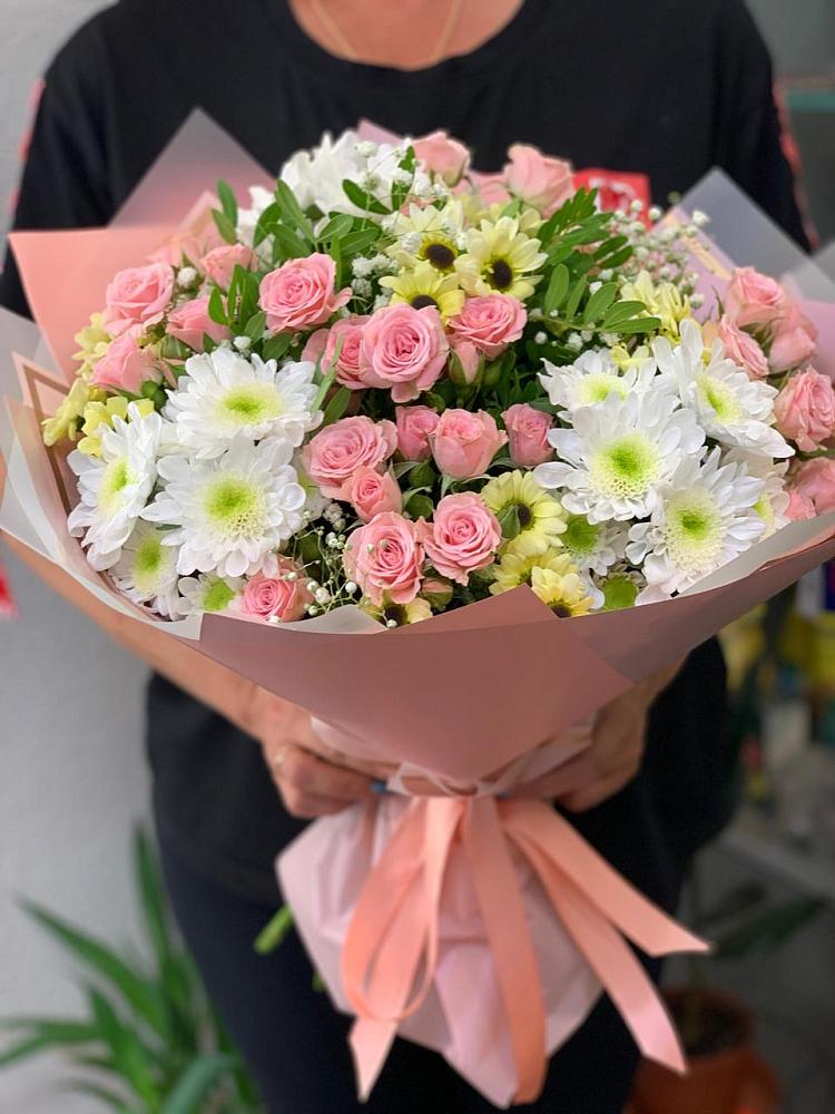 Букет цветов из: Розы и Хризантемы в Болычево