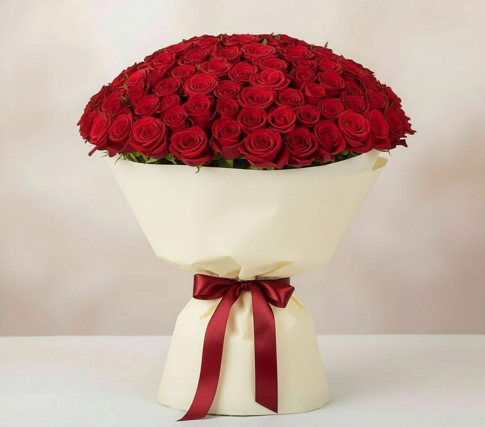 Букет 101 Красная роза Милано в Болычево