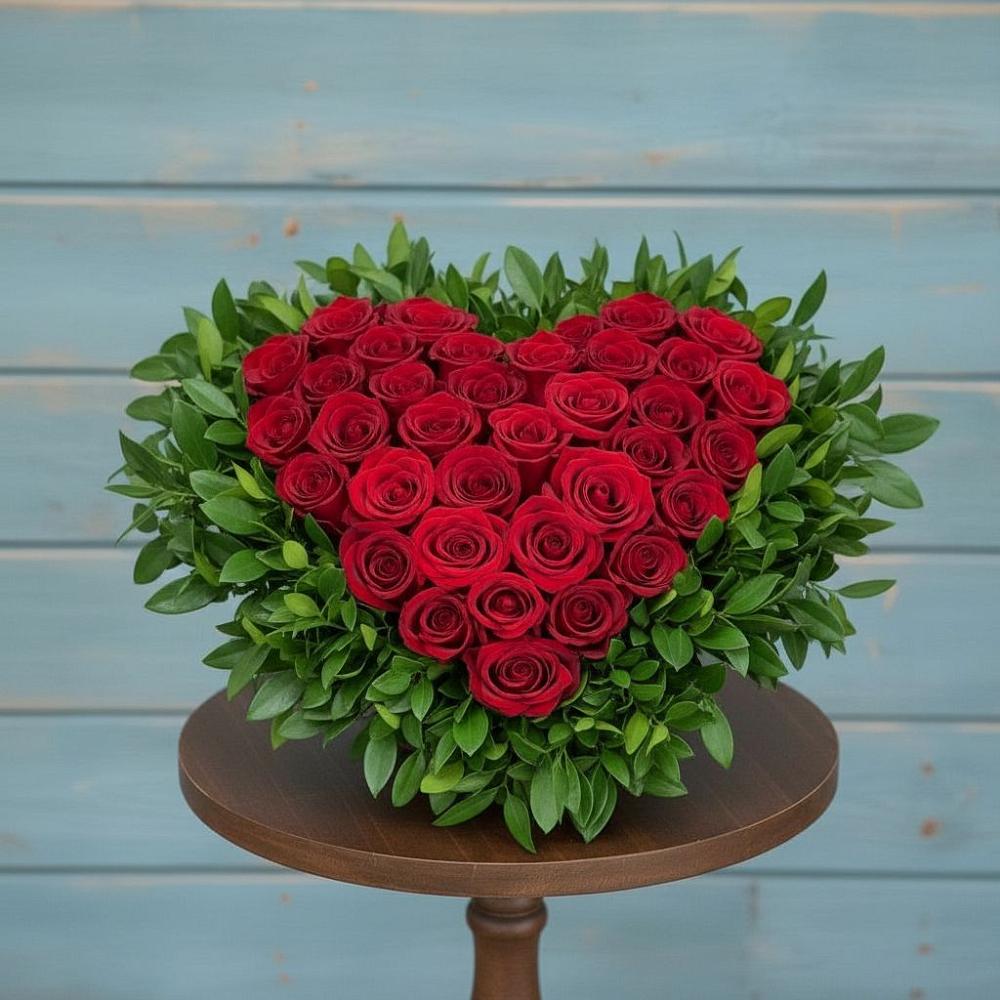 Цветочная композиция из Розы в виде сердца в Болычево