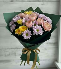 Букет цветов из:  Хризантемы и Розы в Болычево