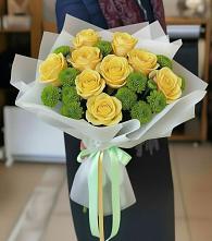 Букет цветов из:  Хризантемы и Розы в Болычево