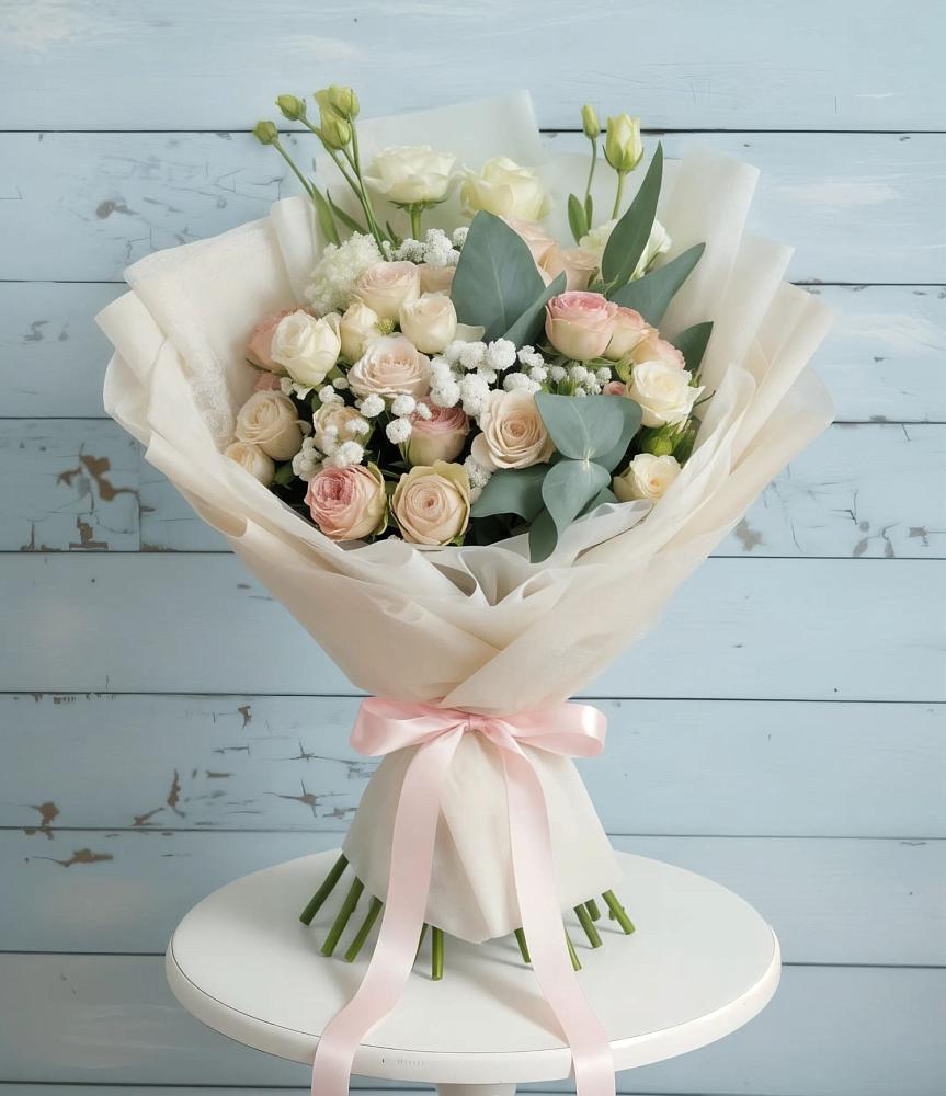 Букет цветов из: Розы и Лизиантусы в Болычево