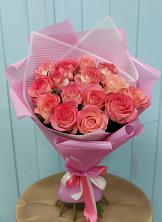Букет 15 Розовых роз Равель в Болычево