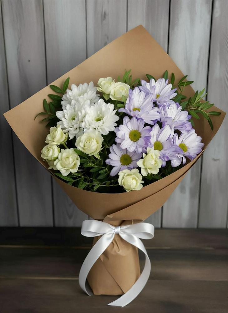 Букет цветов из: Хризантемы и Розы в Болычево